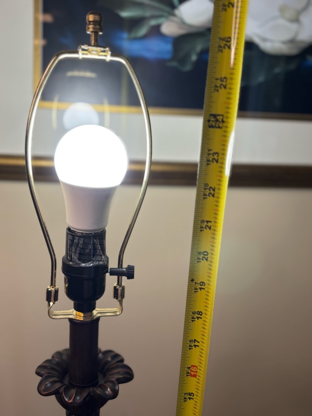 Allen + Roth Bronze Plug In Resin Base Lamp With Fabric Shade - Picture 9 of 10